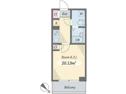ダイヤモンドタワー西小山(1K/12階)の間取り写真