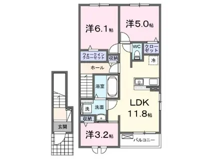 カステーロ太田(3LDK/2階)の間取り写真