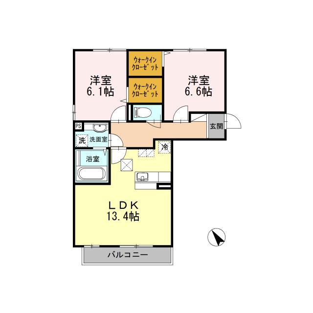 D-ROOM サウススクエア3番館(2LDK/1階)の間取り写真