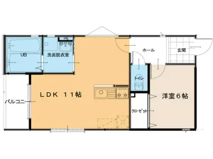 アライアンス富田林(1LDK/3階)の間取り写真