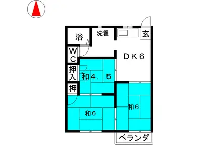 コーポ大平西(3DK/2階)の間取り写真