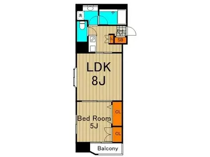 ルクレ東上野レジデンス(1LDK/5階)の間取り写真