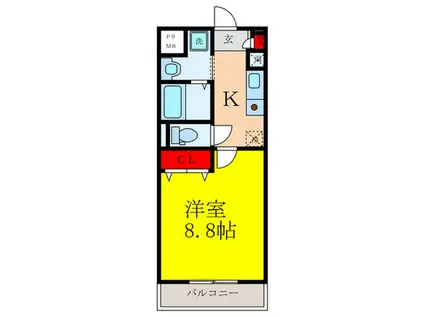 SUNWOODCOURT(1K/3階)の間取り写真
