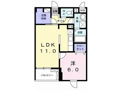 カーサ・W(1LDK/1階)の間取り写真