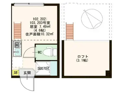 ブライト東長崎(ワンルーム/1階)の間取り写真