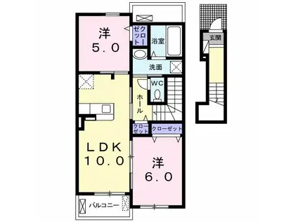 ル・リアン(2LDK/2階)の間取り写真