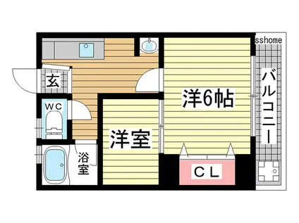 ピュアエスペラントIII(2K/2階)の間取り写真