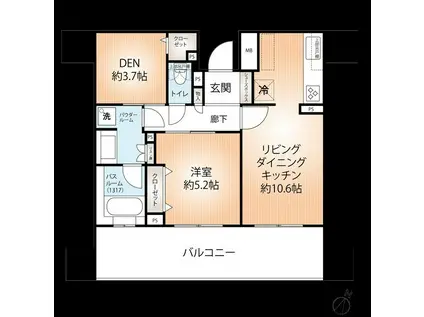 THE PREMIERE(1SLDK/18階)の間取り写真