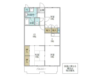 トワメゾン水戸B棟(3LDK/3階)の間取り写真