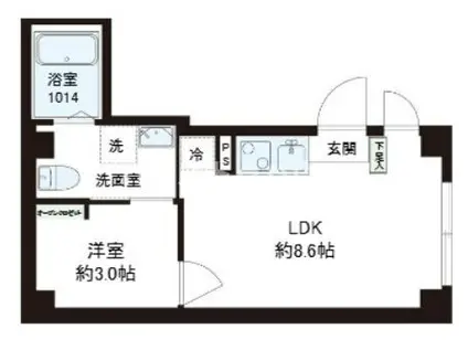 レピュア十条レジデンスII(1LDK/4階)の間取り写真