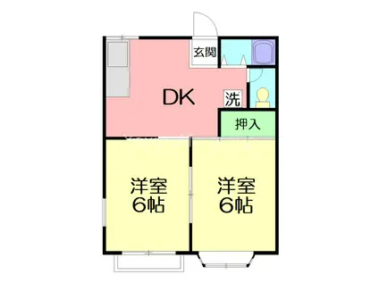 サンファーストC(2DK/1階)の間取り写真