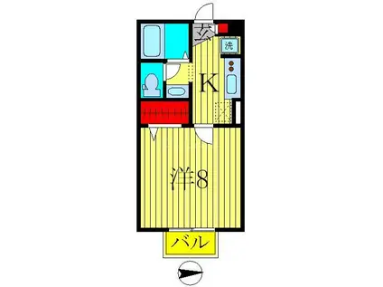 ルミエールI(1K/1階)の間取り写真