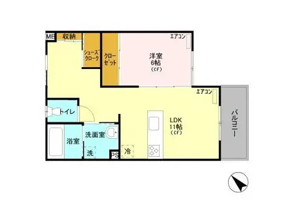 中尾コンセプトハウスA(1LDK/1階)の間取り写真