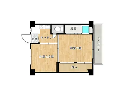 ビレッジハウス木戸4号棟(1DK/3階)の間取り写真