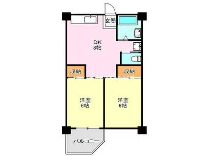 ビレッジハウス泉北栂タワー(2DK/8階)の間取り写真
