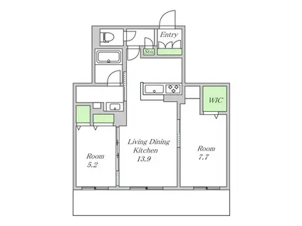 シャーメゾンステージ茨木春日(2LDK/1階)の間取り写真