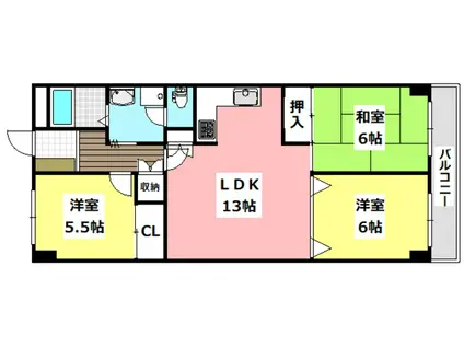 クレール(3LDK/3階)の間取り写真