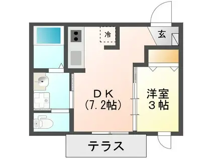 セレッソ東小金井(1DK/1階)の間取り写真