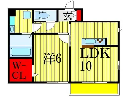 パルハーモニー弐番館(1LDK/2階)の間取り写真