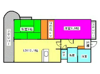 ジョーヴァネソプラ(2LDK/1階)の間取り写真