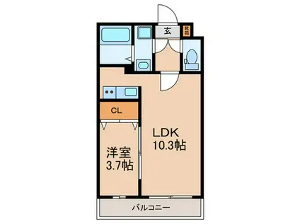 PREMIAGE室見(1LDK/4階)の間取り写真