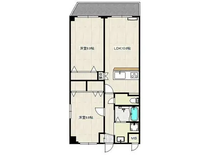 レジデンス宮城野テラス(2LDK/3階)の間取り写真