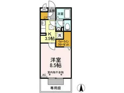 PRISMIC(1K/1階)の間取り写真