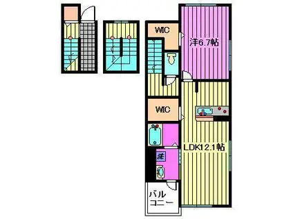 イリ―デII(1LDK/3階)の間取り写真