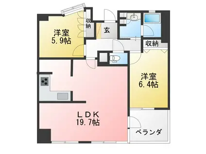 プランヴェール湘南江ノ島(2LDK/11階)の間取り写真