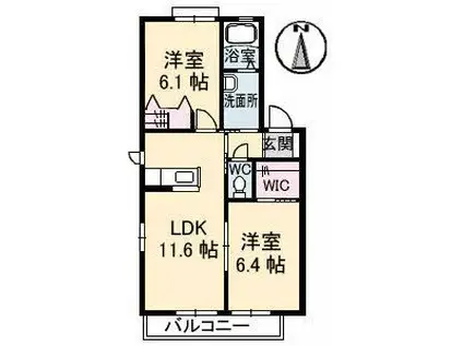 シャーメゾンさくらA棟(2LDK/2階)の間取り写真