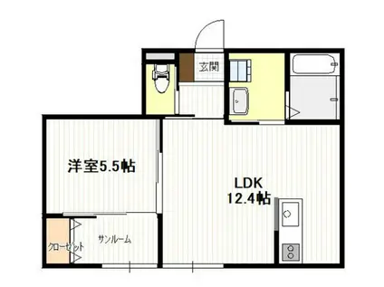 油見2丁目アパート(1LDK/1階)の間取り写真