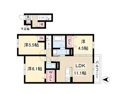 サンハイム八社(3LDK/2階)の間取り写真