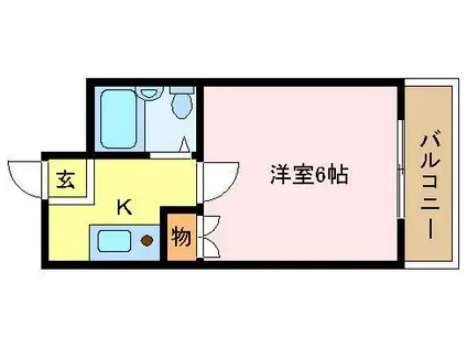 ラフォーレ助松(1K/1階)の間取り写真