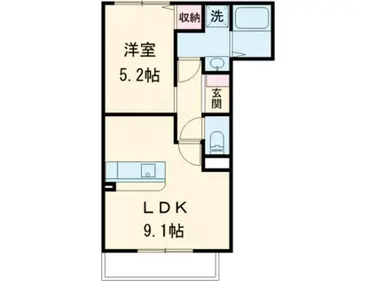 フラワーパラダイス(1LDK/1階)の間取り写真
