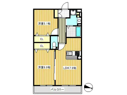 CITY PRIME ひばりが丘(2LDK/3階)の間取り写真