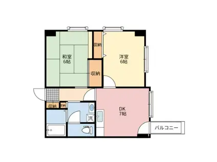 野口コーポラス(2DK/4階)の間取り写真