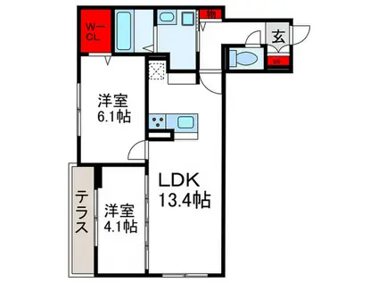 FLAT COMFY 豊中(2LDK/1階)の間取り写真