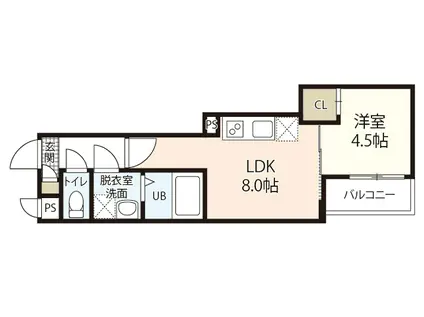 MOVE江波本町(1LDK/1階)の間取り写真