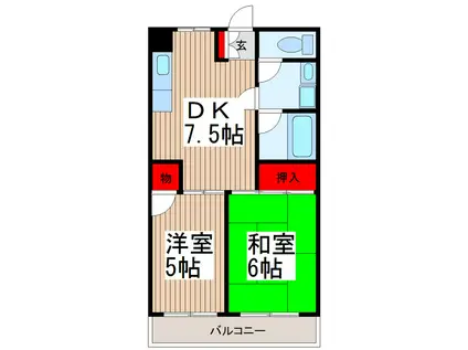 セジュール・ド・ミワ(2DK/3階)の間取り写真