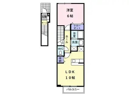 クリスタルブライト(1LDK/2階)の間取り写真