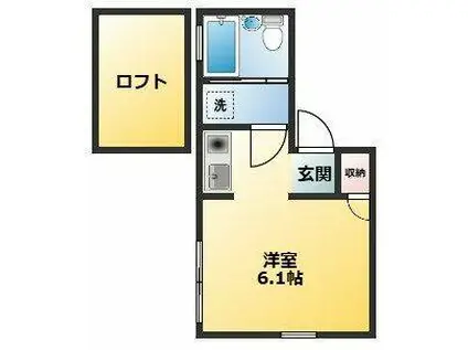 ヒューゲルハイム三軒茶屋(ワンルーム/2階)の間取り写真