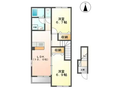 ラトゥールV(2LDK/2階)の間取り写真
