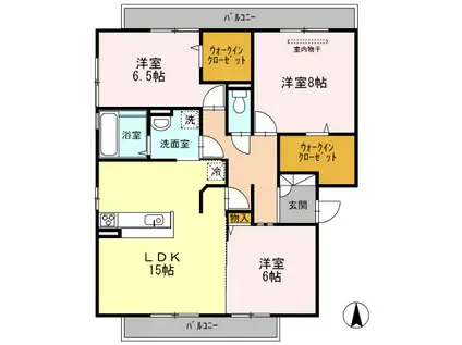 サウスメゾンムーランルージュ(3LDK/2階)の間取り写真