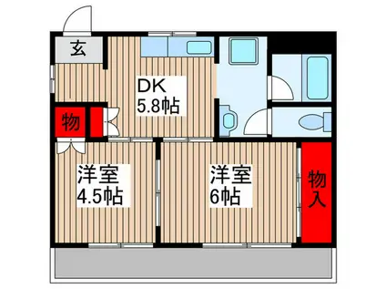 PARK HILLS緑町(2DK/2階)の間取り写真