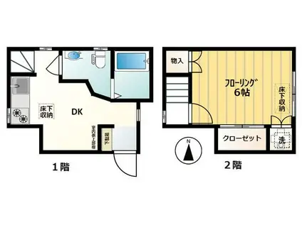 クロシェット・亀戸天神(1DK/2階)の間取り写真