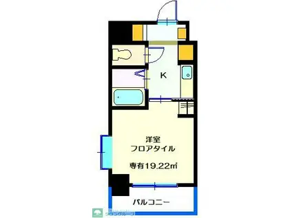 ヴァンテベール(1K/6階)の間取り写真