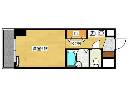 リバーサイドSOGAⅡ(1K/7階)の間取り写真