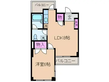 グラッデ大倉山(1LDK/4階)の間取り写真