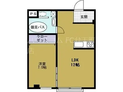 ベイアパートメント(1LDK/5階)の間取り写真