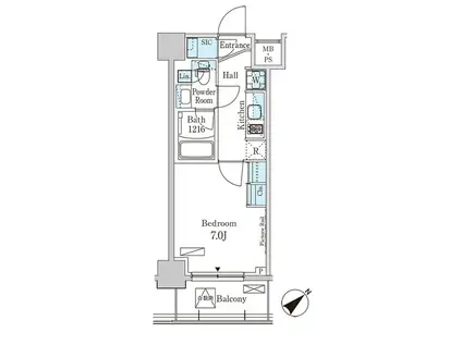 パークアクシス大塚ガーデンスクエア(1K/7階)の間取り写真